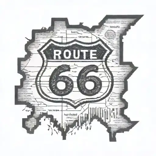 Route 66 sign with a road map in oklahoma tattoo design idea