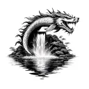 koi fish swims up a waterfall and turns into a dragon upon reaching the top tattoo design idea