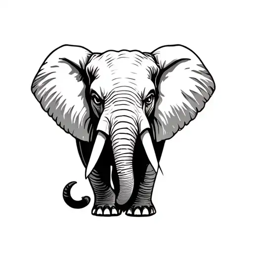angry elephant tattoo design idea