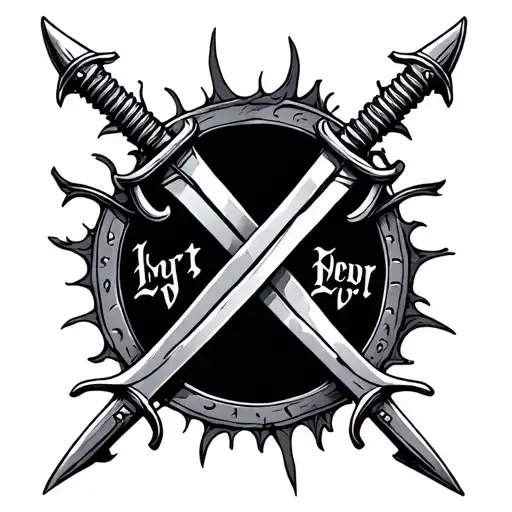 5 crossed swords tattoo design idea