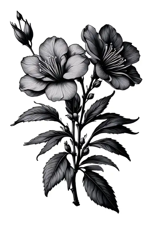 minimalist azalea flower outline tattoo design idea