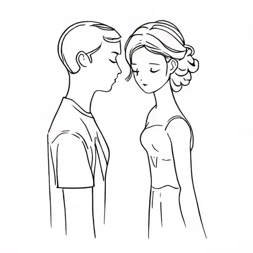 father and daughter mourning tattoo design idea