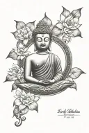 lord buddha tattoo with lotus and star accents tattoo design idea