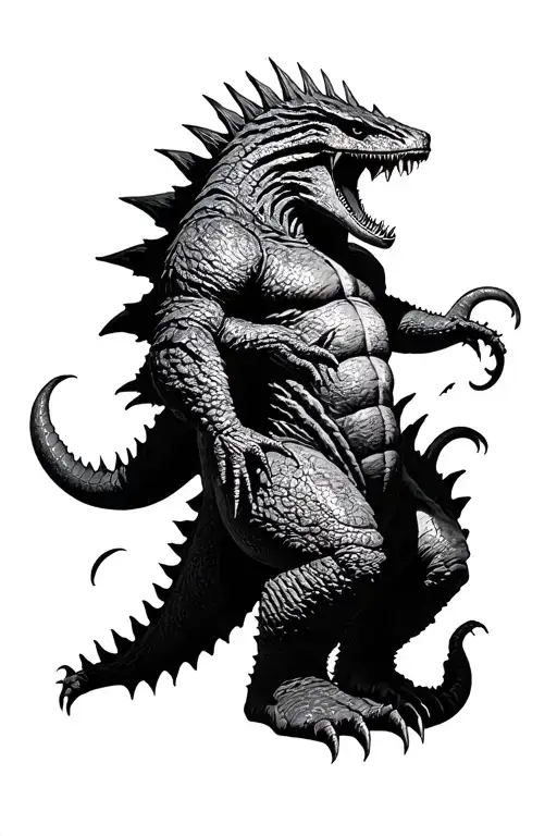 kaiju inspired tattoo featuring godzilla, cthulhu, king godora, mothra, ect... tattoo design idea