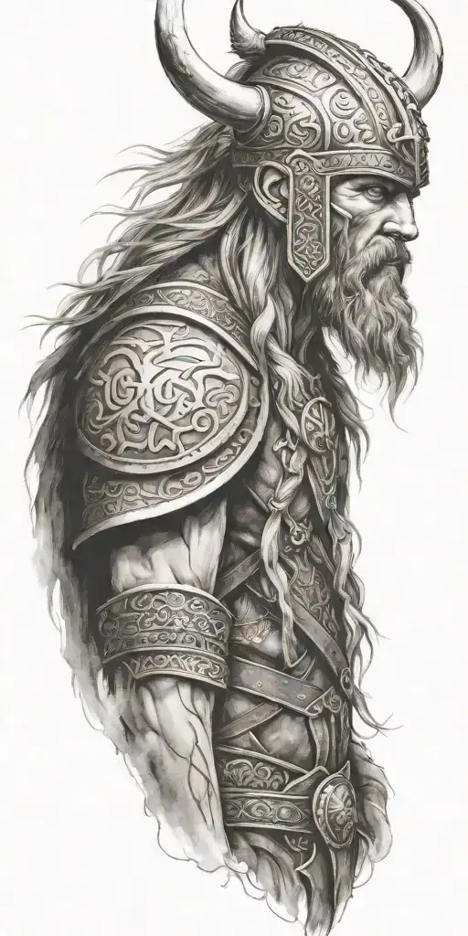 viking warriors valhalla tattoo design idea