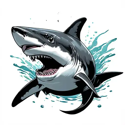 bull shark swimming tattoo design idea