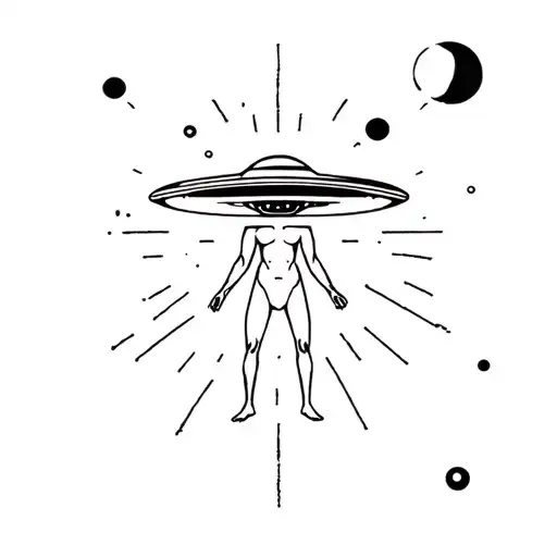 UFO abducting human tattoo design idea