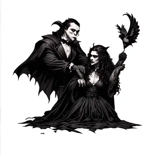 1800s vampires and lycans tattoo design idea