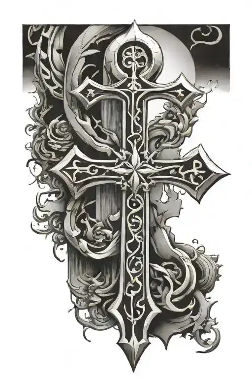 ankh with bible verse Ephesians 6:10  outside of it tattoo design idea