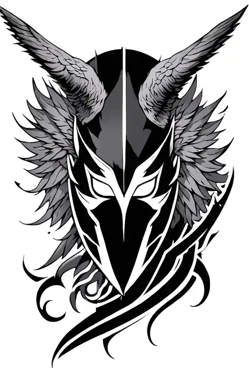 Zodiac Sagittarius sign, Mask movie, good and evil tattoo design idea