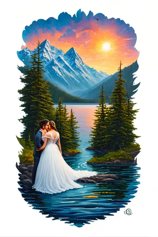 married, 3 children, 5 granddaughters, 1 grandson, dad died, brother died, love water, love mountains tattoo design idea