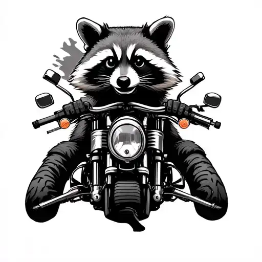 tactical military racoon on harley davidson motorcycle tattoo design idea