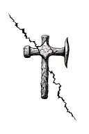 stone being pounded with old hammer and a small crack, cross, philippians 4:13 tattoo design idea