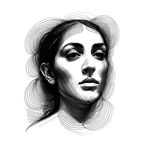 Single continuous-line face– Abstract portrait drawn with one uninterrupted line, Picasso-esque. tattoo design idea