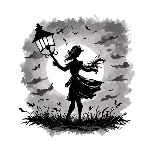 streetlight, dancing, Peter losing Wendy tattoo design idea