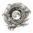 infinite tsukuyomi moon with clouds tattoo design idea