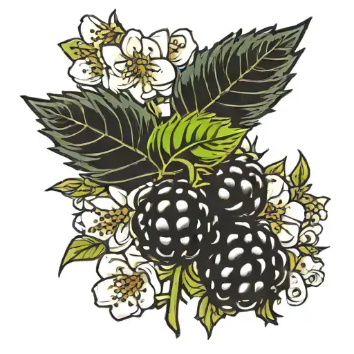 blackberry branch with flowers and wedding date 12/22/19 tattoo design idea