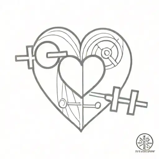half brain half heart lifting weights integrated tattoo design idea