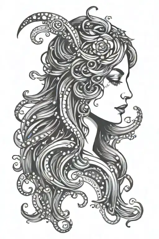 Virgo zodiac sign goddess symbol tattoo design idea