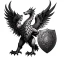 Ankh, lion, phallus, wolf, shield, horn of plenty, tree of life, dragon, money bag, and Feng Shui wealth ship. phoenix tattoo design idea