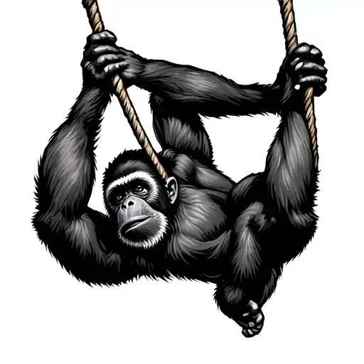 Gibbon swinging gracefully tattoo design idea