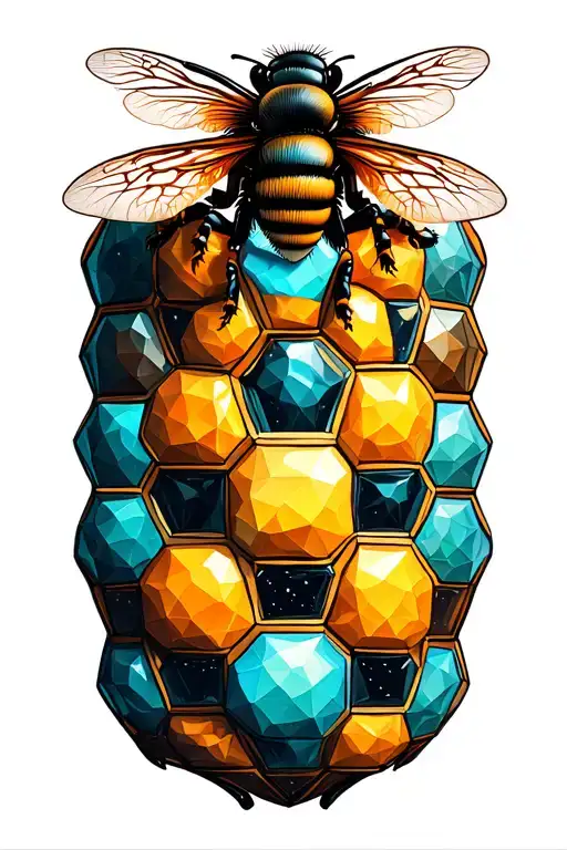 apiary bees geometric hive pattern tattoo design idea