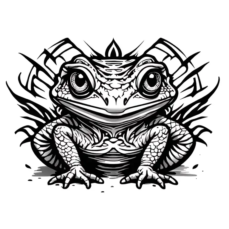 horny toad drinks water tattoo design idea