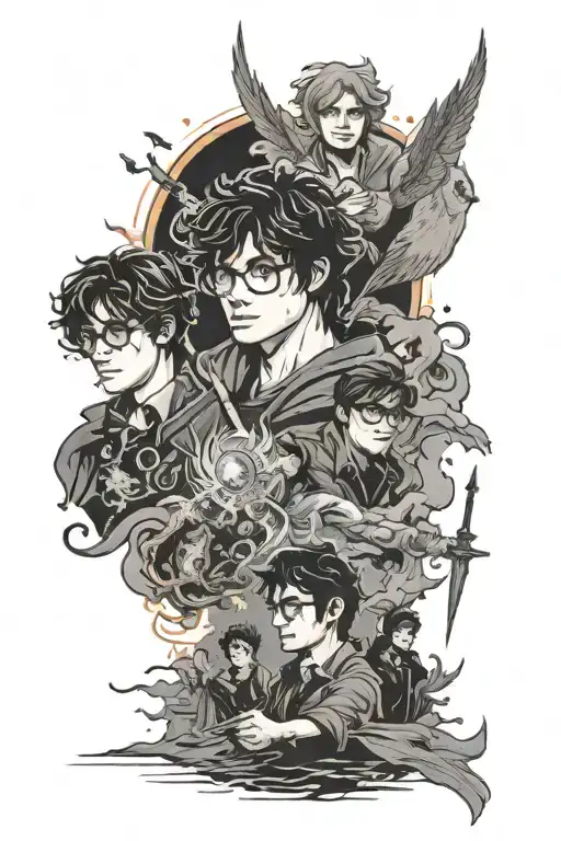 Percy Jackson y Harry Potter inspired tattoo tattoo design idea