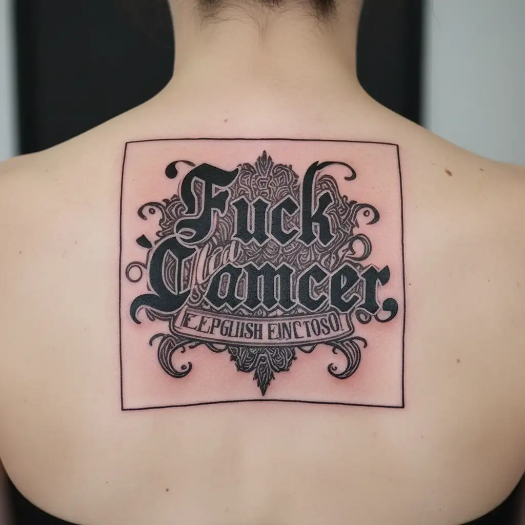 "Old English " "Old English " Fuck Cancer tattoo design idea