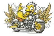tweety bird riding a motorcycle tattoo design idea