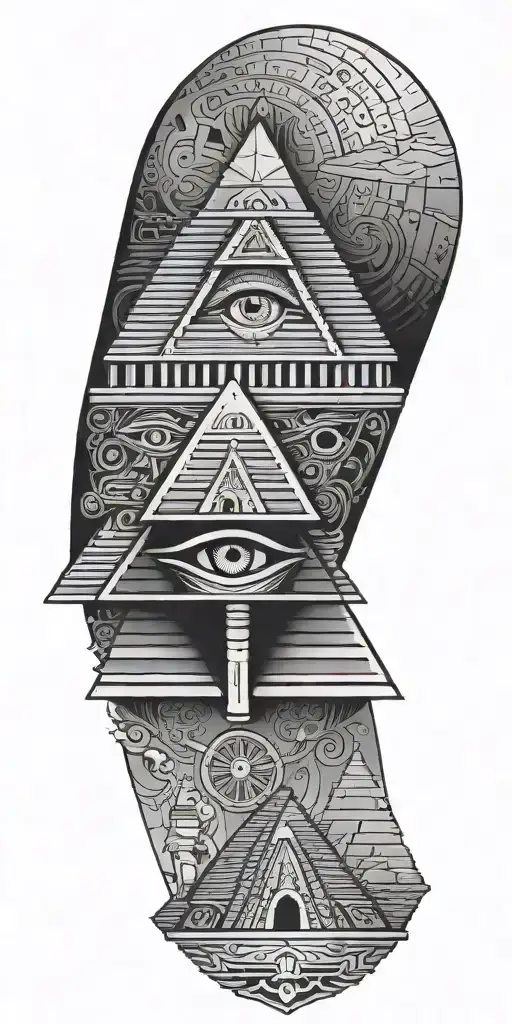 egyptian pyramid include the eye with trr of life tattoo design idea