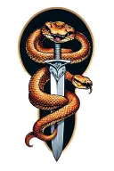 snake and dagger piercing tattoo design idea