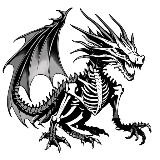 Skeleton Dragon tattoo design idea