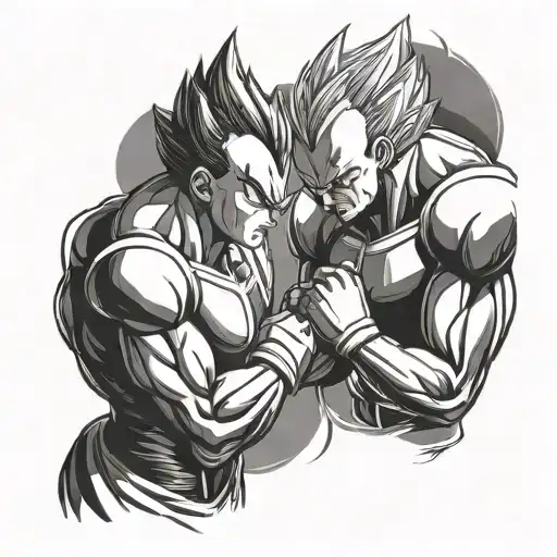 Majin Vegeta facing off in battle tattoo design idea
