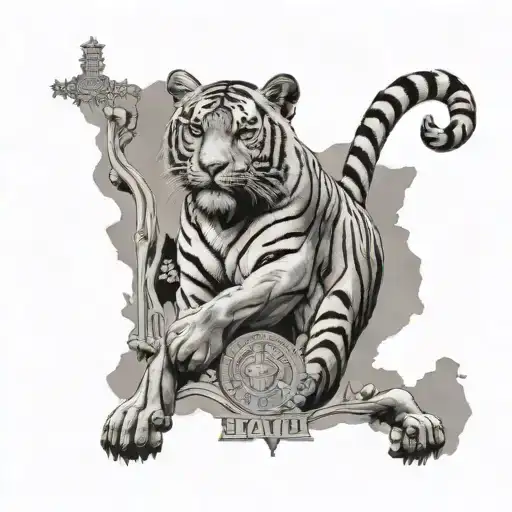 haiti map and neg mawon statue full body tiger tattoo design idea
