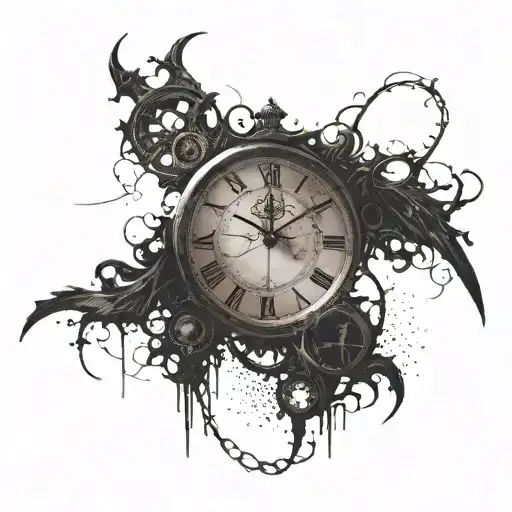 Roma numeral broken clock tattoo design idea