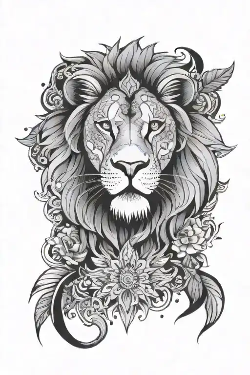 mandala design lion tattoo design idea