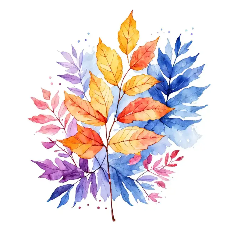 autumn falling leaves tattoo design idea