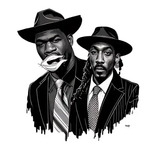 50 Cent and Snoop Dog Dresses as businessmen with a brute shirt and tie and a Blunt in the mouth tattoo design idea