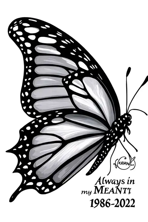always in my heart manny 1986-2022 butterfly  tattoo design idea