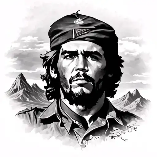 che guevara with Kurdistan landscape tattoo design idea
