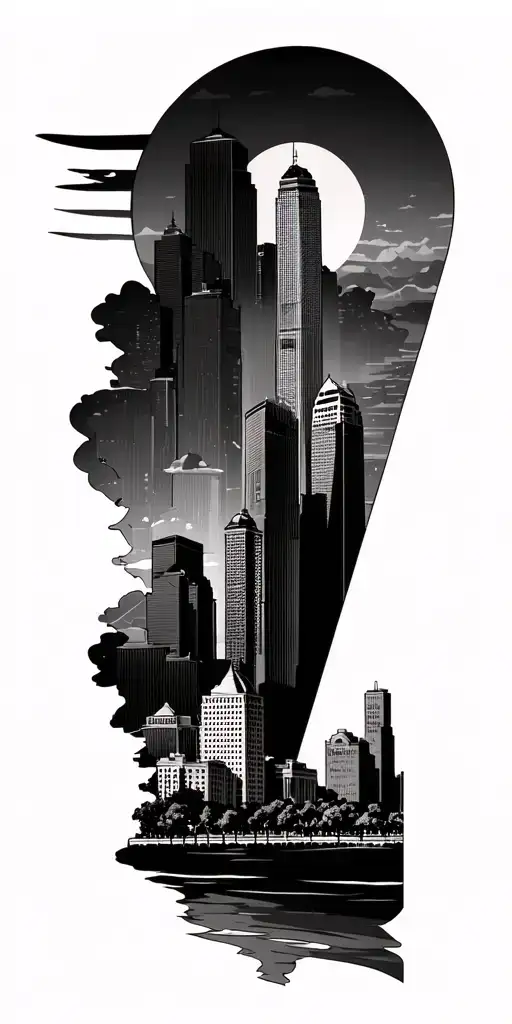 Omaha nebraska and Los Angeles skyline tattoo design idea