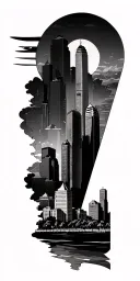 Omaha nebraska and Los Angeles skyline tattoo design idea