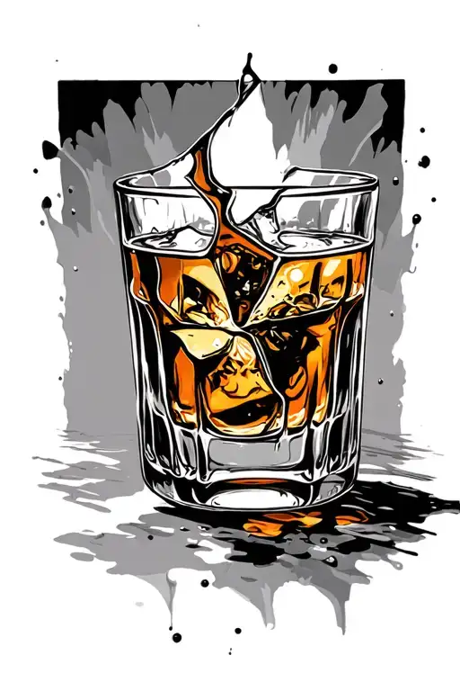 Broken Whiskey Glass tattoo design idea