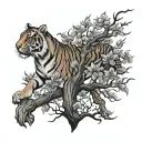 tiger tree on fire tattoo design idea