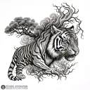 tiger tree on fire tattoo design idea