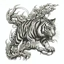 tiger tree on fire tattoo design idea