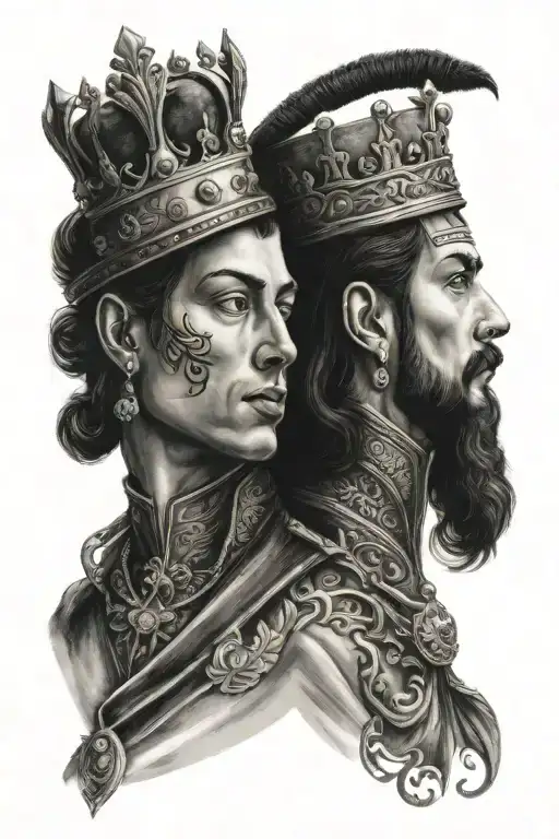 Tattoo of king and prince on forearm, with 1995/2016 tattoo design idea