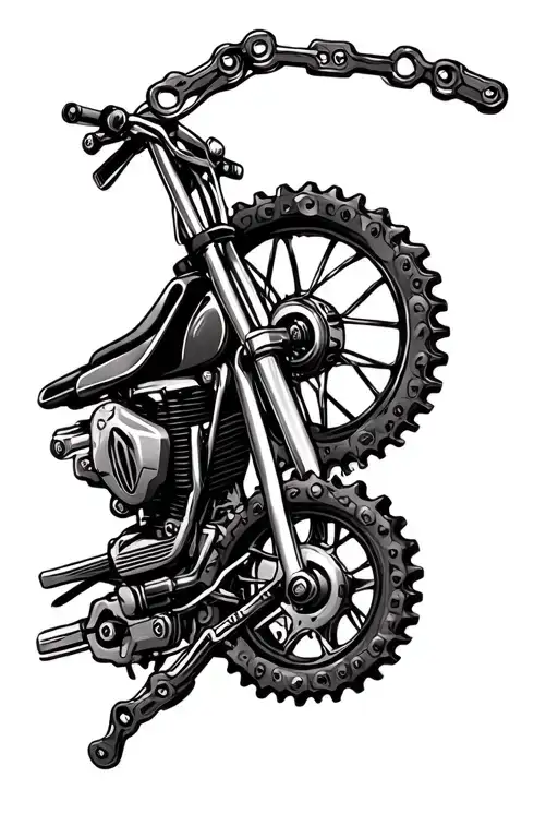 dirt bike chain & sprocket underneath skin to look tattoo design idea
