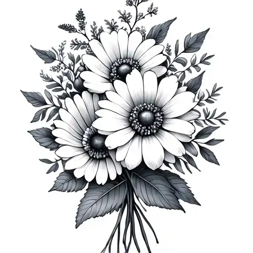 August September October November December birth flower bouquet tattoo design idea